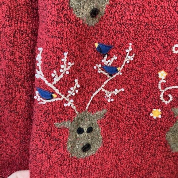 Vintage Northern Isles Sweater Christmas Reindeer 2004 Y2K Knit Beaded Xmas - Picture 5 of 9